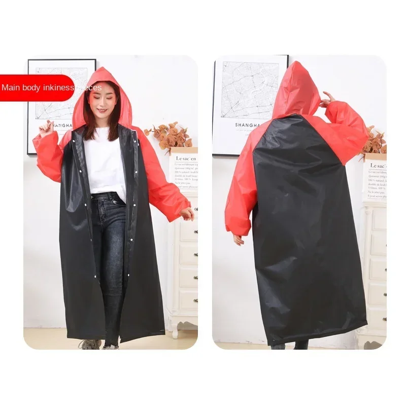 Outdoor Waterproof Raincoat Stitching Pattern Men's and Women's Hooded Travel Fishing