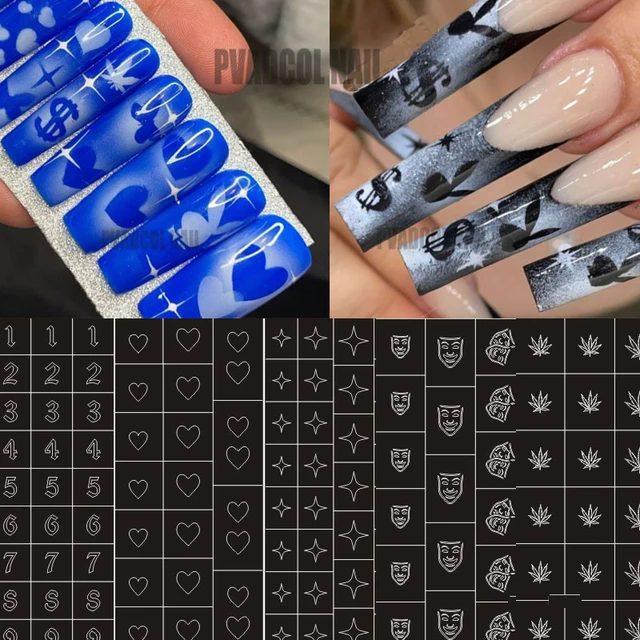 Nail Art Airbrush Stencils For Fun Prints Sticker Decals Airbrush