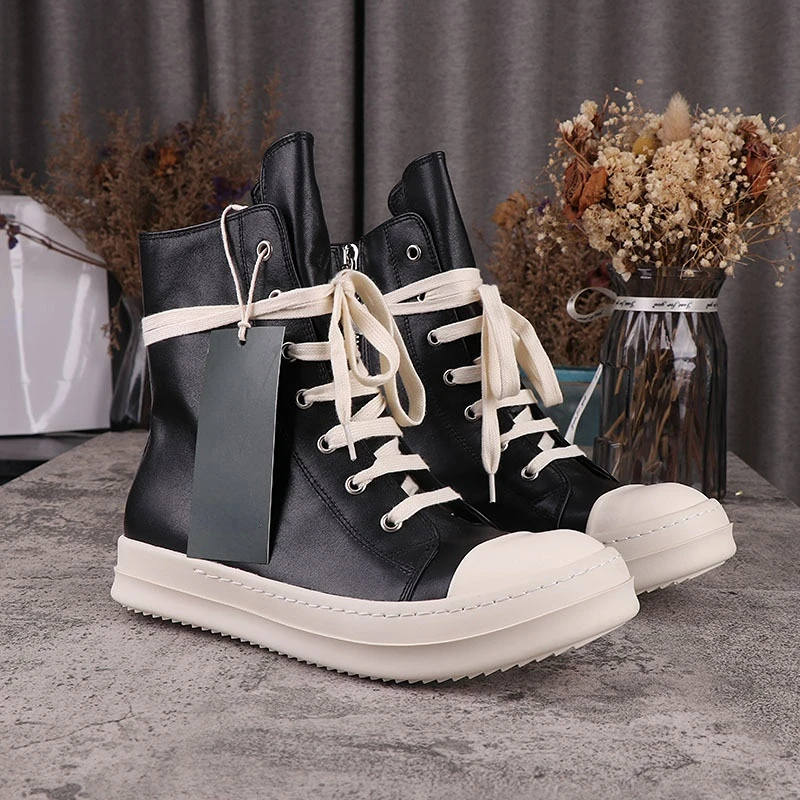 

Rick High Tops Shoes Men's Sneakers Leather RO Owens Casual Shoes Women's Board Shoes