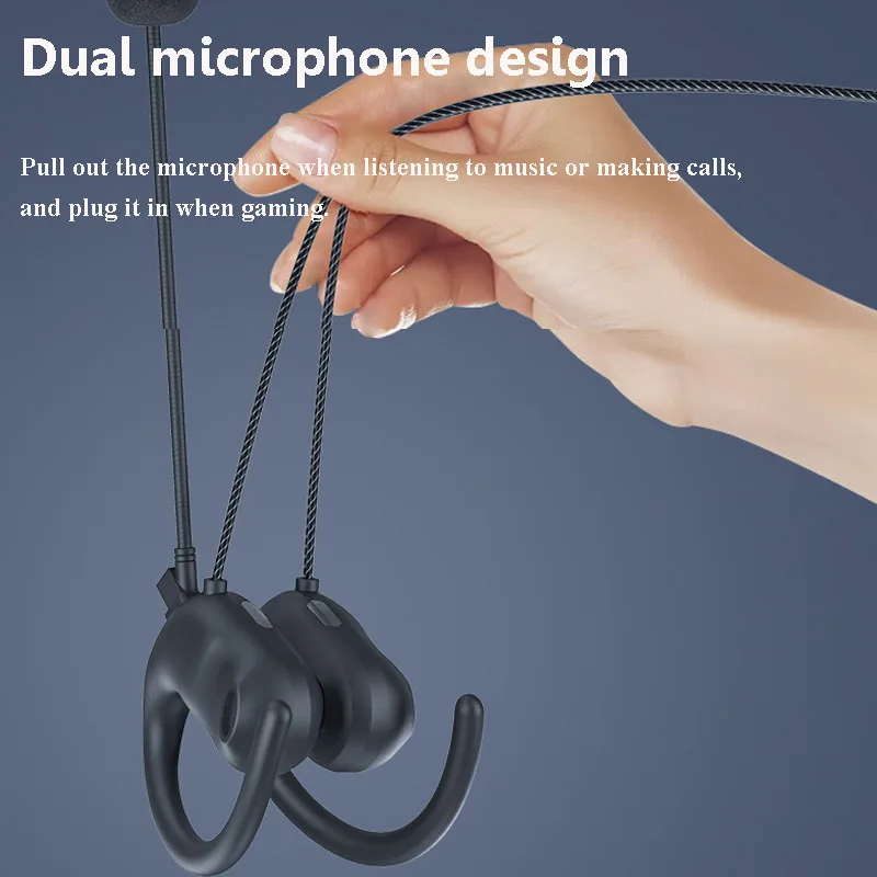 USB Open Ear Headphones Directional Transmission Wired Computer Gaming Headset Plug and Play Hifi Sound Music Earphone Dual Mic