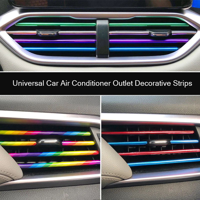 

10Pcs 20cm Universal Car Air Conditioner Outlet Decorative Strip U Shape Moulding Trim Strips Decor Car Interior Accessories