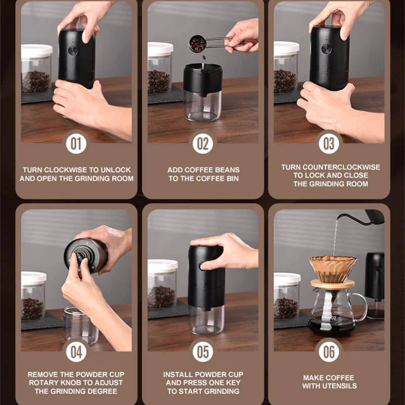 Electric Burr Coffee Grinder TYPE-C USB Charge Electric