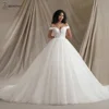 BEPEITHY Customized Ivory Off Shoulder Lace Wedding Dresses For Women Deep Neckline Boho Bride Modern Bridal Ball Gown 5