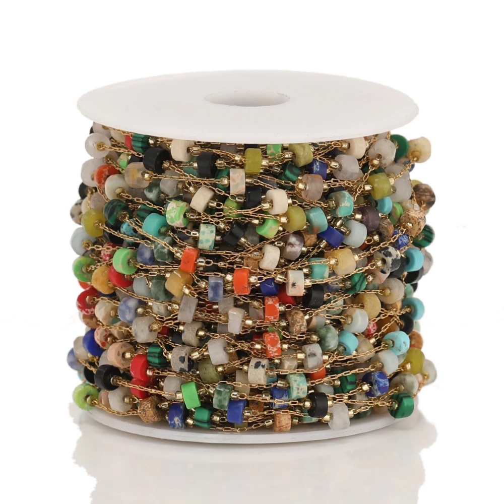 1 Meter Zylinder Natürlichen Stein mit Edelstahl Ketten für DIY Schmuck Machen Halskette Erkenntnisse Armband Komponenten Liefert – Detail 3