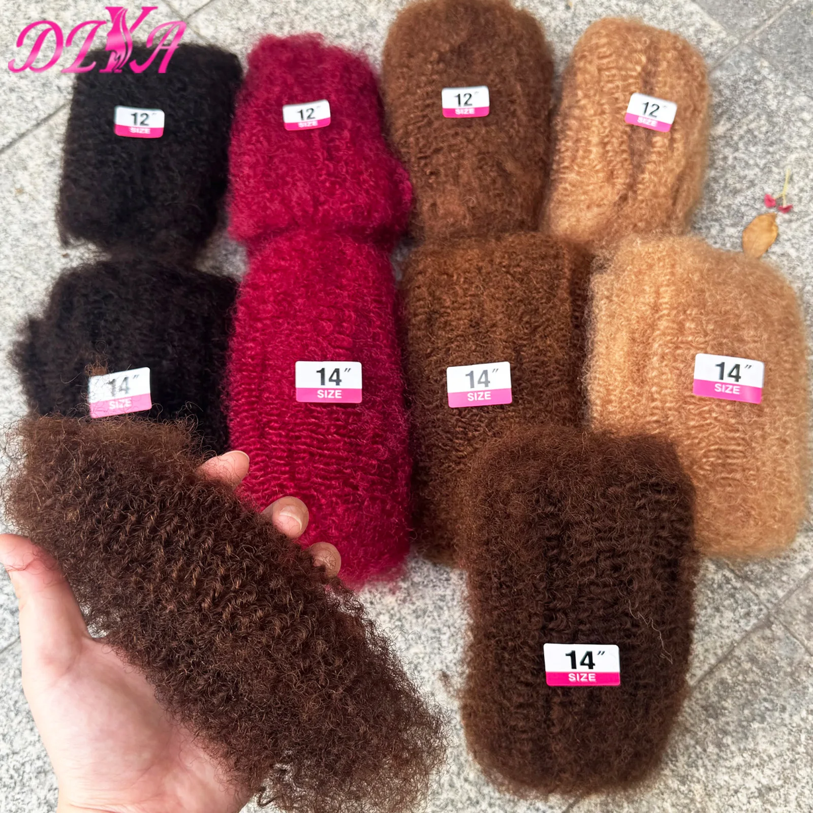 10-18inch Afro Kinky Bulk Human Hair Colored for Braiding Twist Peruvian QVR Remy Hair Dreadlock African Braids Hair Extensions 3