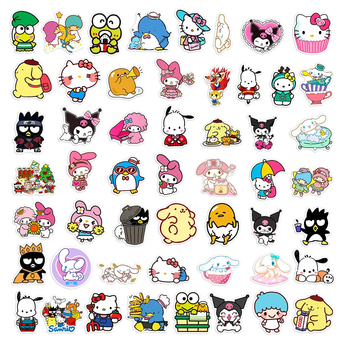 50/100Pcs Mixed Cartoon Sanrio Stickers Cute Hello Kitty Cinnamoroll Kuromi  My M