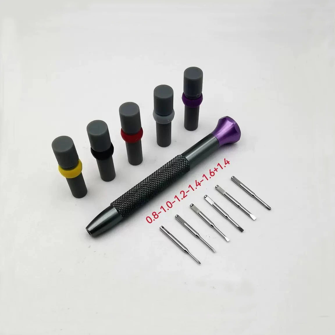 시계 스크루 드라이버 세트 고경도 두꺼운 핸들 고속 강철 시계 수리 도구 5 나사 비트 0.8mm-1.6mm +1.4mm