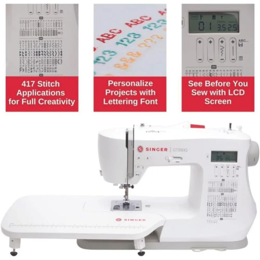 C7290Q Computerized Sewing & Quilting Machine with Extension Table, 12 Presser Feet & Accessories|417 Stitch Applications 3