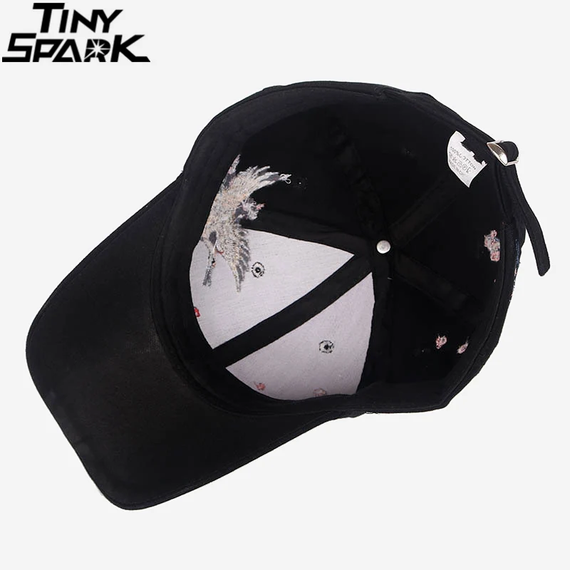 Men Hip Hop Cap Floral Crane Embroidery 
