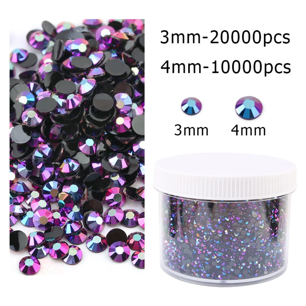Large box packaging 2-6mm Jelly AB Resin Non Hot Fix Rhinestones Flat Back Plastic Crystals Strass Glitters Big Package Stones