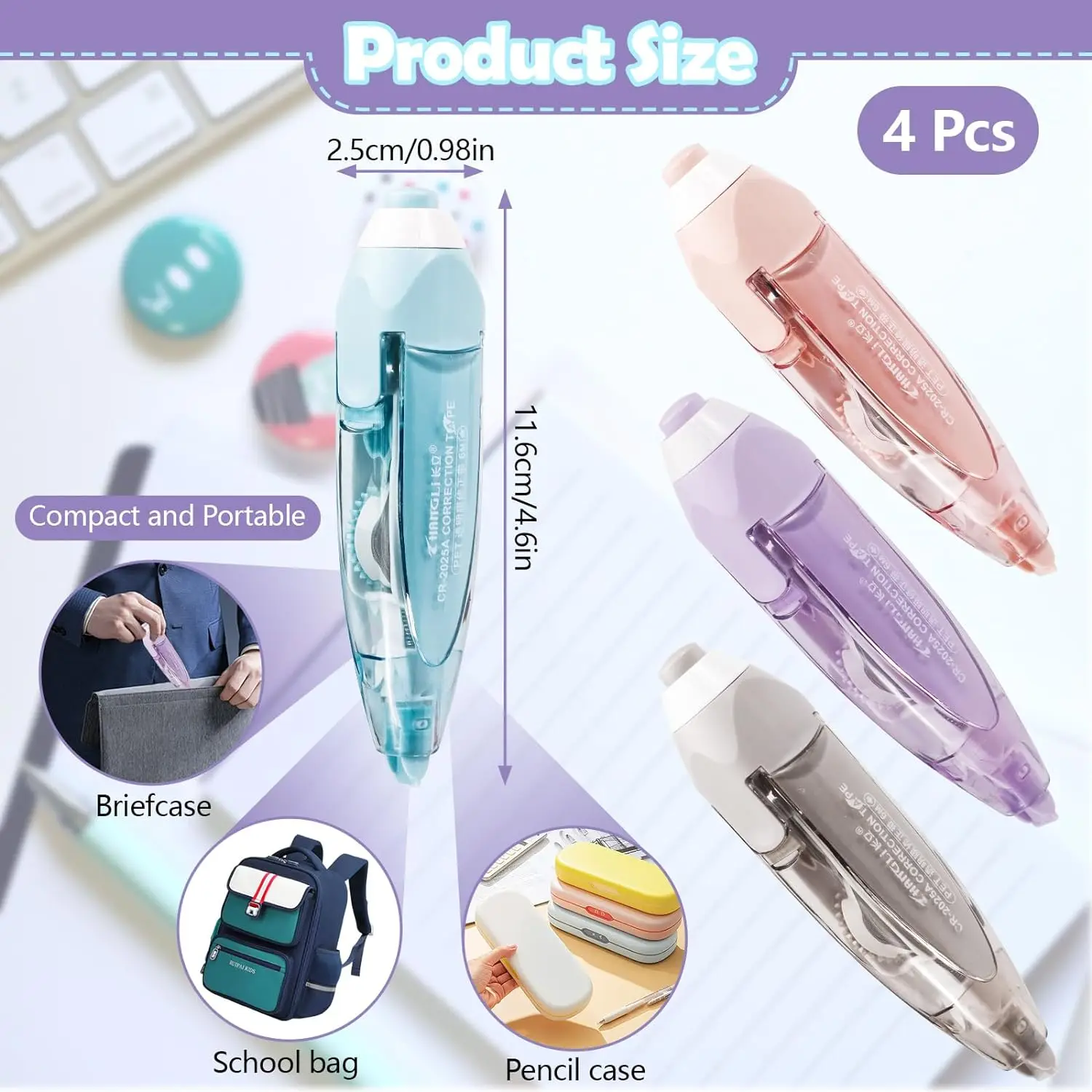 Morandi Color Retractable Correction Tape 5mm*6m Press type Correction Tape Stationery Supplies Portable Corrective
