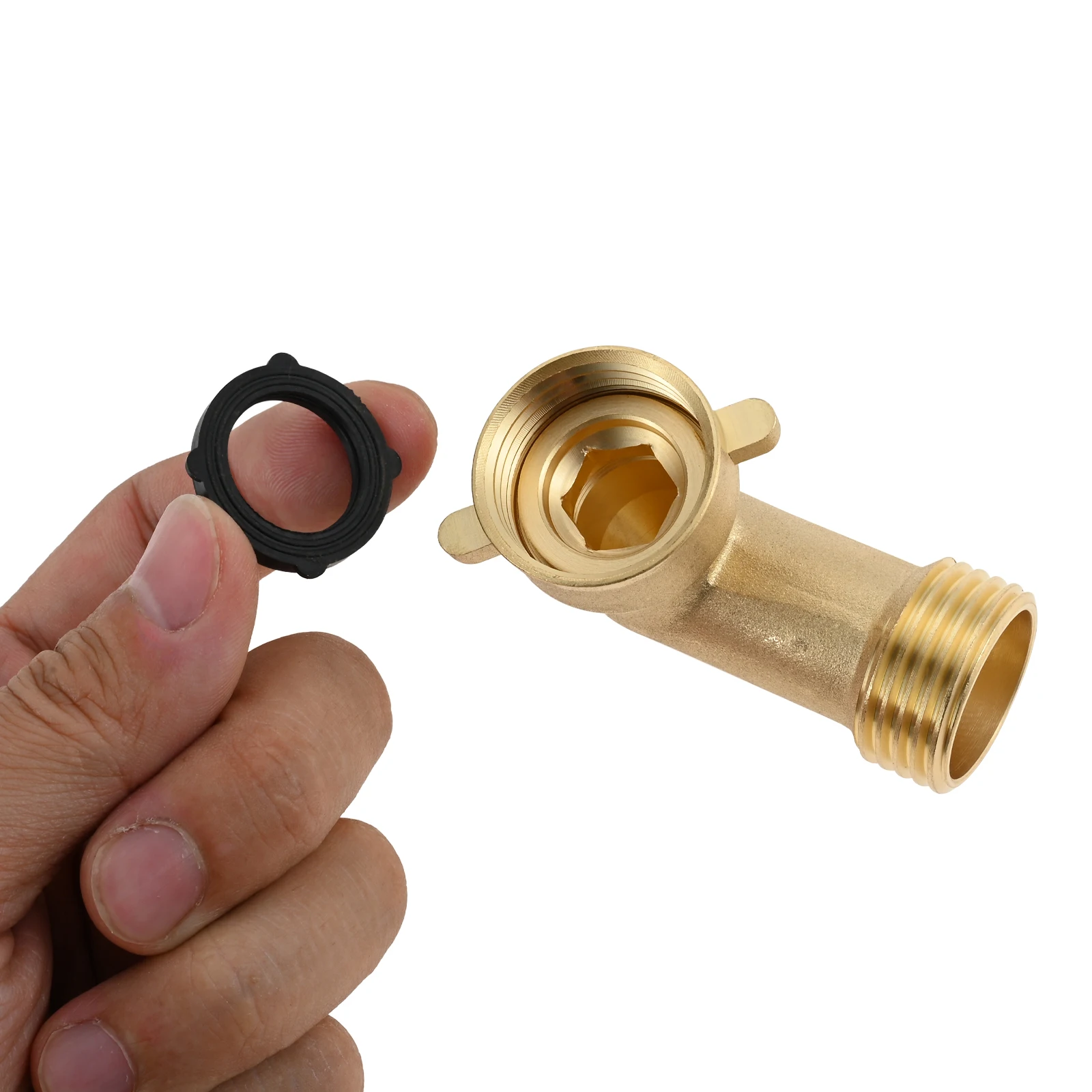 2x 90° Messing Gartenschlauch-Winkeladapter Mit Absperrventil – 3/4" GHT | Inkl. Dichtungen & Hochdruckreiniger