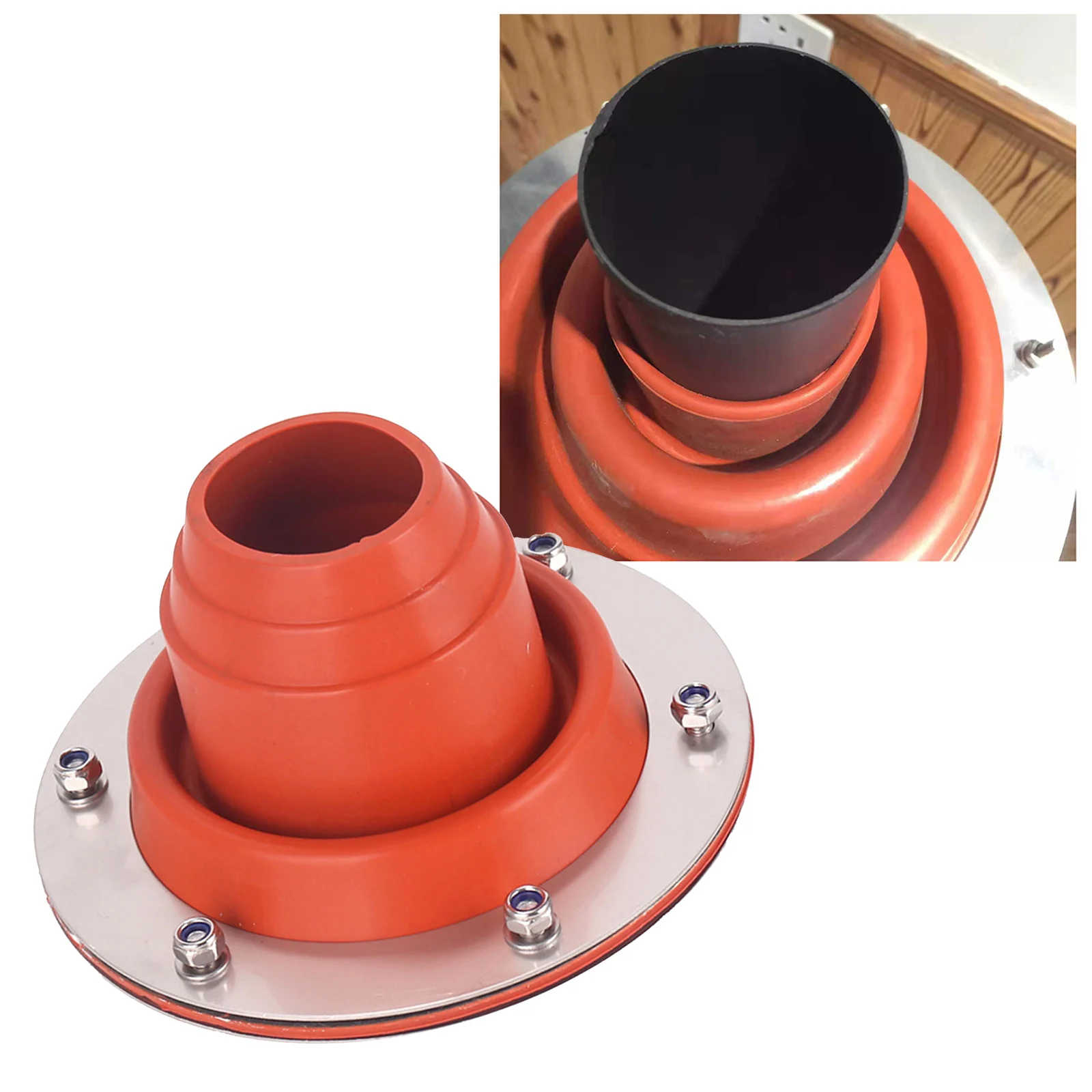Stove Jack Silicone Heat Resistant Tent Flue Flashing Roof Jack Pipe Boot Flexible for Garages Sheds Boats