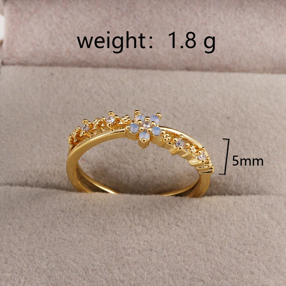 Neue ins Nette Bunte Zirkon Mond Schmetterling Blume Ring Für Frauen Mädchen Mode Vintage Zirkon Einstellbare Ringe Schmuck Geschenk – Detail 15