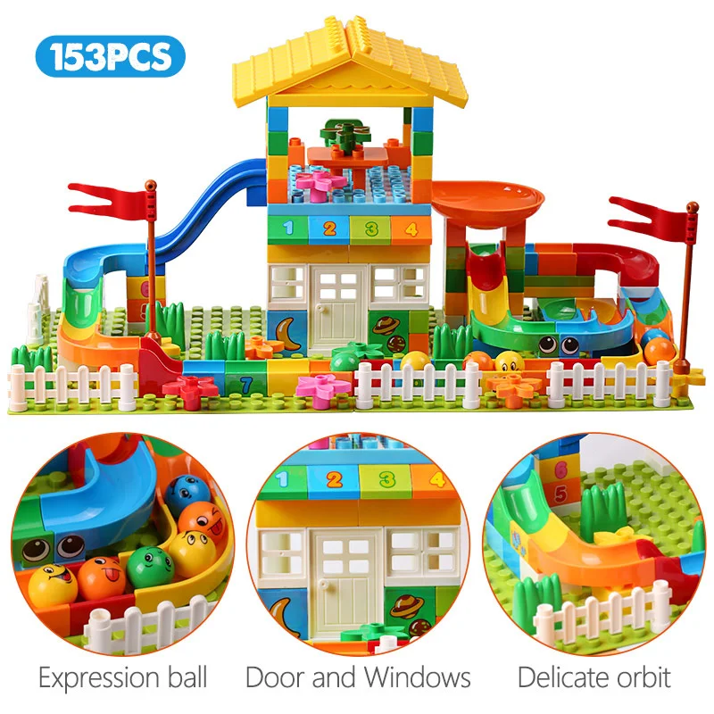 

Big Particle Roof Blocks Compatible City House Big Size Slide Building Blocks Castle Brick Toys For Children