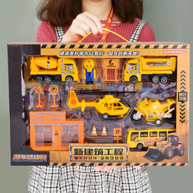 Cars Fire Trucks Model Set Engineering Toy Kit Children's Car Pretend Play Aircraft Train Inertia Excavator Gift For Kids Toy