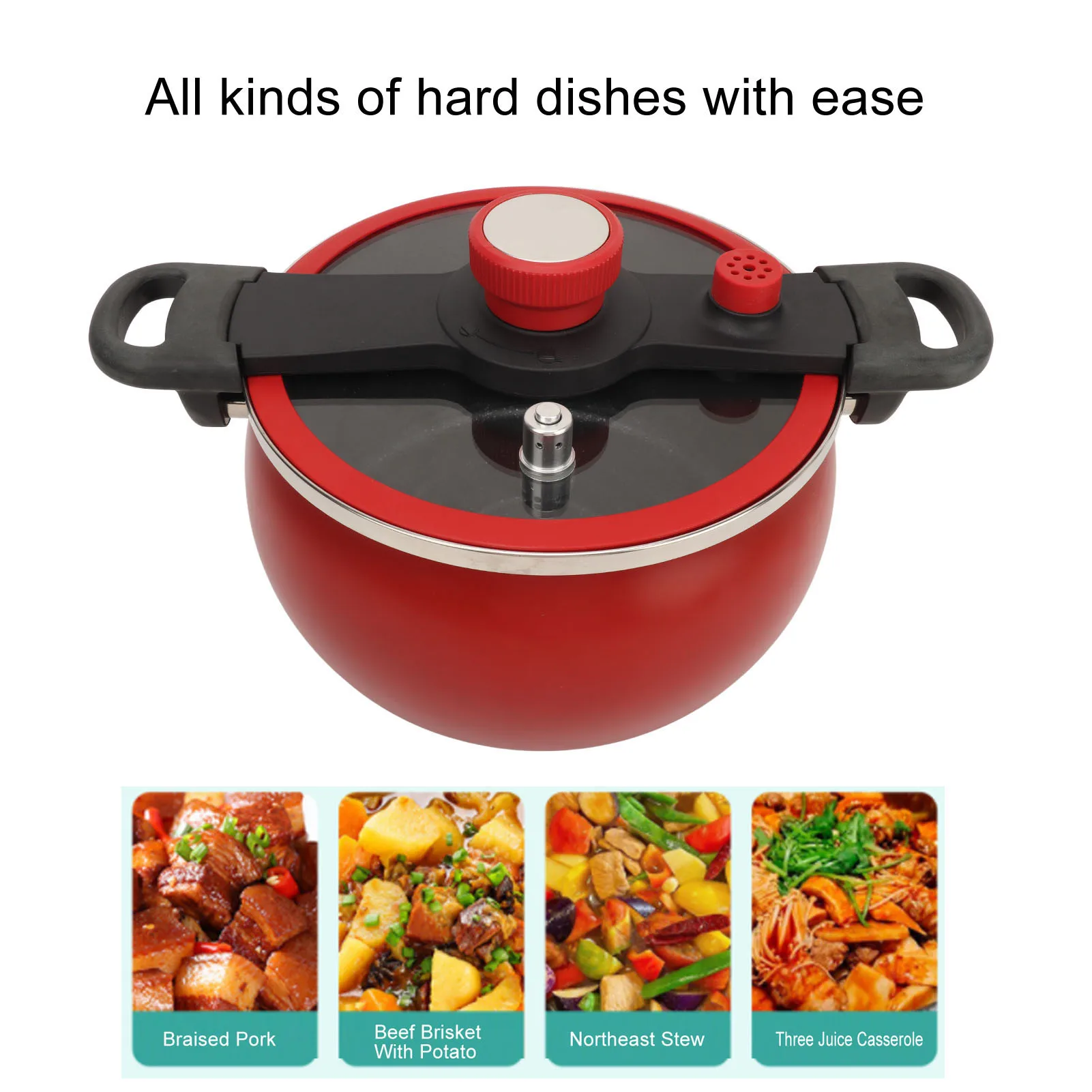 7L Pressure Soup Pot Multifunctional Micro Pressure Cooking Pot Flameproof Anti Stick Binaural Clip Visual Lid for Kitchen