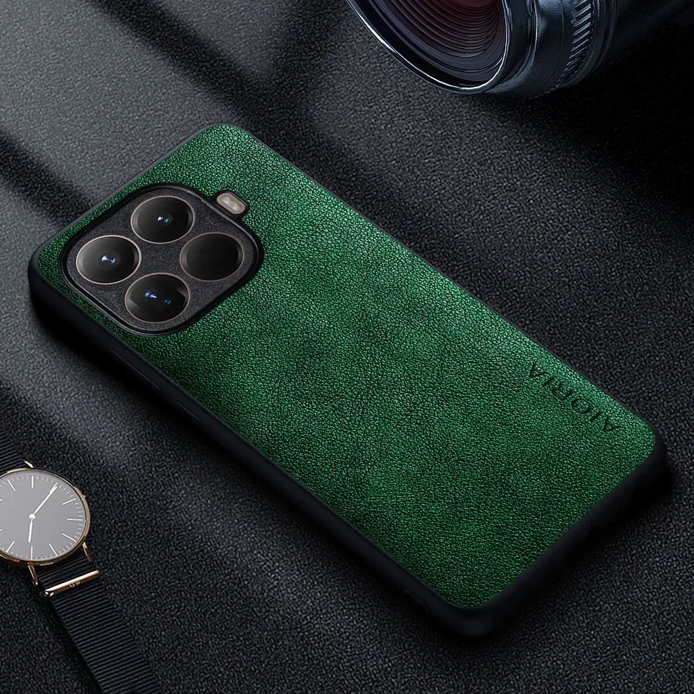 Premium Luxury Leather Business Style Phone Case - Solid Color Cover
