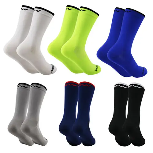5 Pairs Cycling Socks Men Breathable Mesh Sport Running Socks Racing Road Bicycle Mid Tube Solid Letter Football Bike Socks Man - Image 4