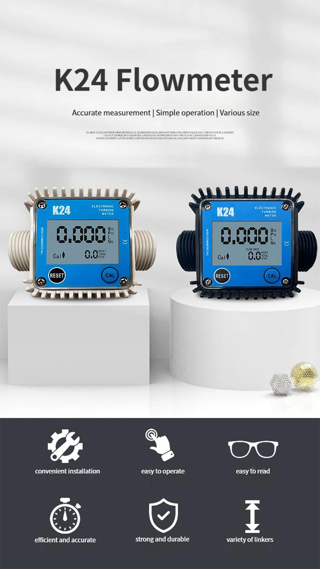 1inch K24 Electronic Turbine Flow Meter DN25 Plastic External Thread High Precis