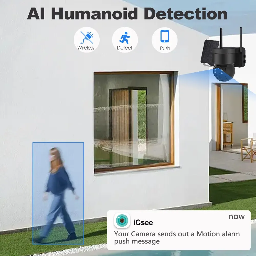 Solar WIFI Camera Outdoor 4MP Video Surveillance Wireless IP Camera With 7800mAh Recharge Battery PIR Human Detecte Security Cam