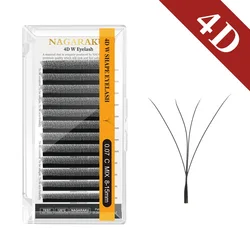 Automatic Flowering W Shape Bloom Premade Fans Eyelash Extensions - Natural, Soft, Light, Full, Dense - 9mm (Black 4D Eyelash)