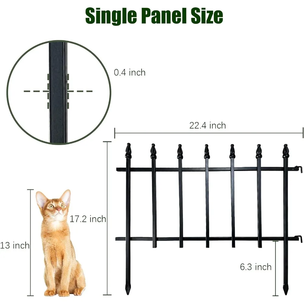 Garden Fence, 22" Wide X 18" High (5 Panels, Total Length 9.17 Feet), Metal Border Folding Fences, Animal Barrier, Garden Fence