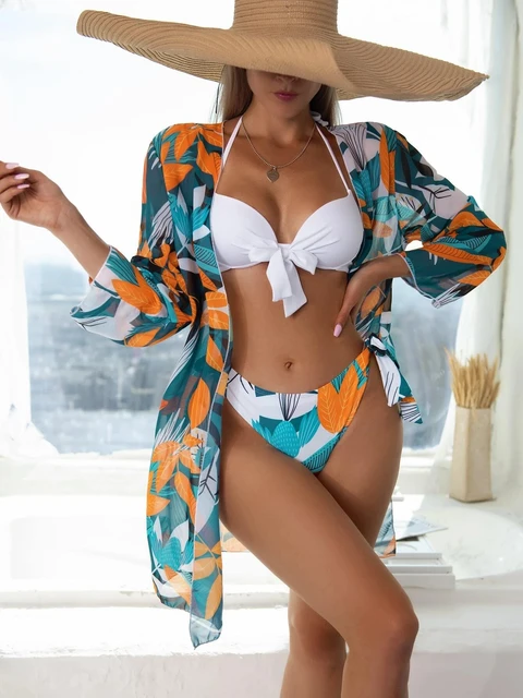 Floerns Women's Solid Halter Tie Side Bikini Set Two Piece Bathing Suit