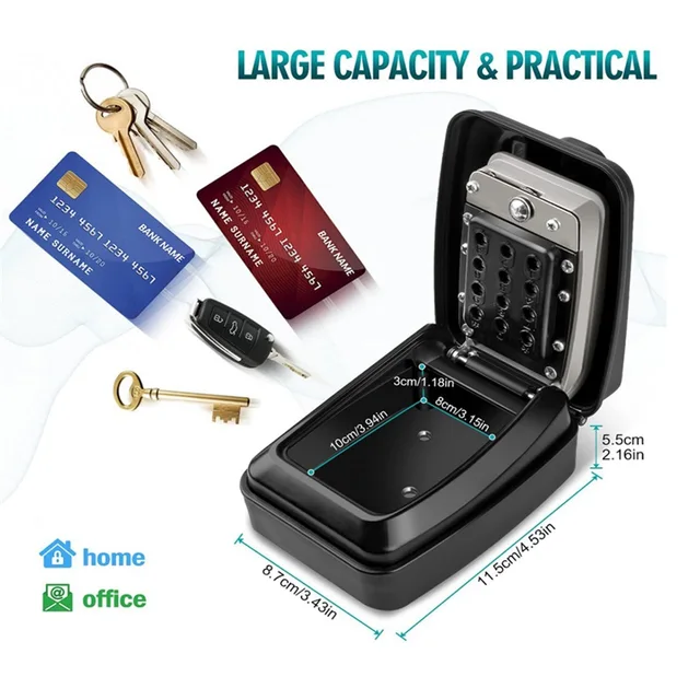 Waterproof Key Safe Box 12 Digits Code Combination Password Anti-theft Keys Storage Box For Office Home Homestay Outdoor Use 6