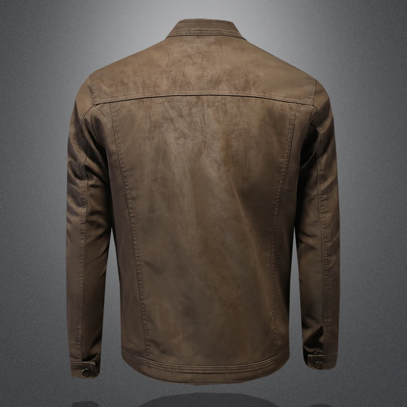 Leather Jackets Autumn And Winter Men's Standing Collar Motorcycle Leather Jacket Casual Slim Fit