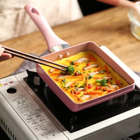 

Japanese Style Retangular Omelette Pan Tamagoyaki Egg Pan, Nonstick Maifan Stone, Anti-Scalding Handle Small Frying Pan Suitable