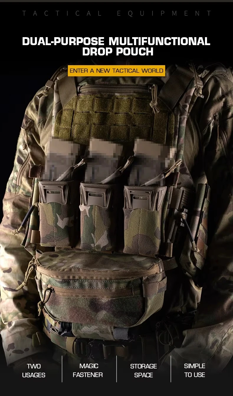 Tactical Drop Pouch Hanger Pouch Compact Abdominal Dangler Pack Quick Release Shoulder Bag Vest Plate Carrier Airsoft Gear