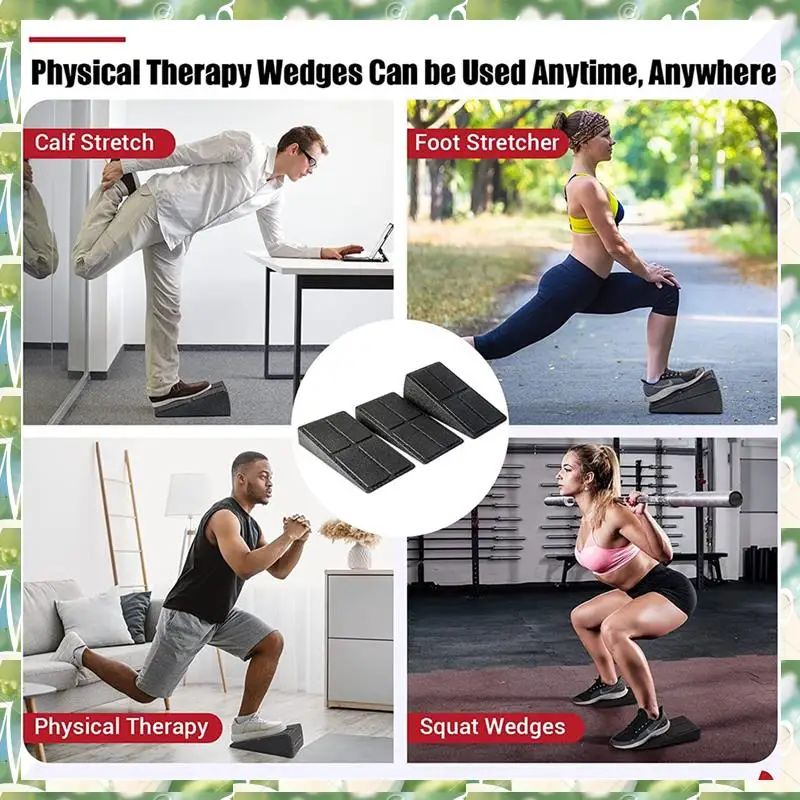 3Pcs Yoga Bricks Squat Wedge Blocks Slant Board Adjustable Non-Slip Foot Stretcher For Gym Fitness Yoga Parts Accessories