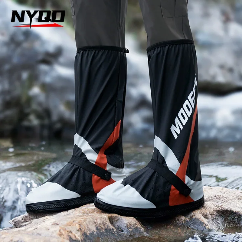 Motorcycle Riding Shoe Cover Waterproof Windproof Rain Boots Reflective Riding Shoes Reusable Rain Snow Non-slip Boots Gear