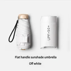 Compact UV Protection Folding Sun Umbrella - Mini Pocket - Size Parasol with Vinyl Coating - Iron (Off white)