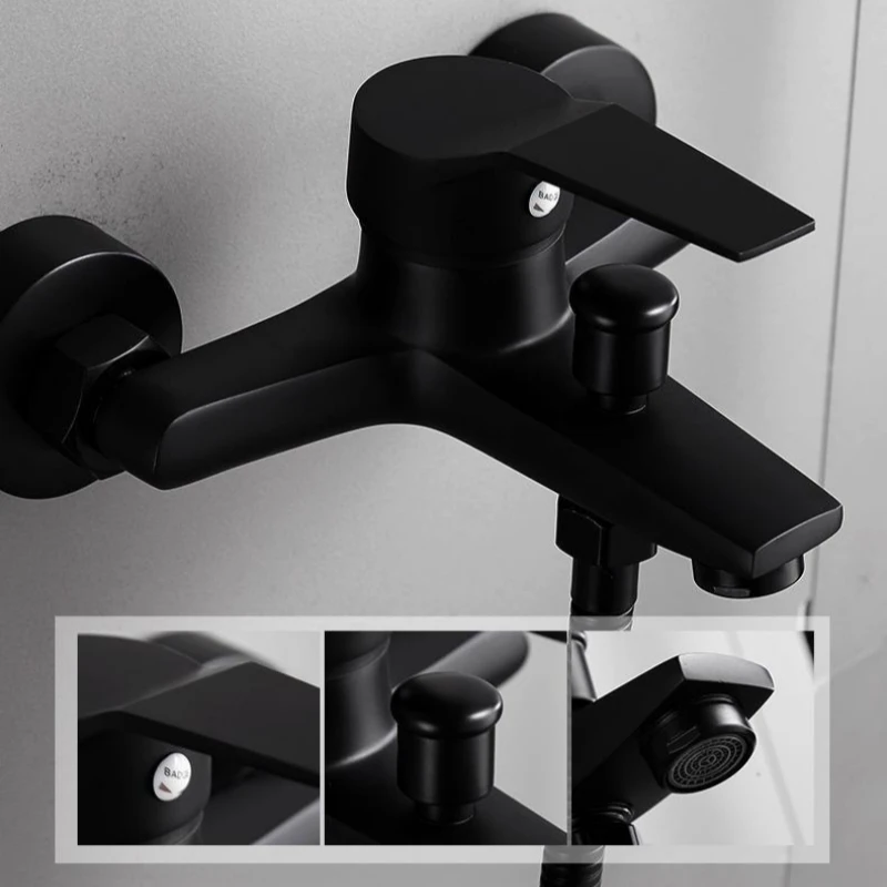 Bathroom Shower Faucet Bathtub Faucet ABS Plastics Handle Wall Mounted Dual Spout Hot Cold Mixer Valve Nozzle Tap For Bathroom Bathroom Shower Faucet Set
