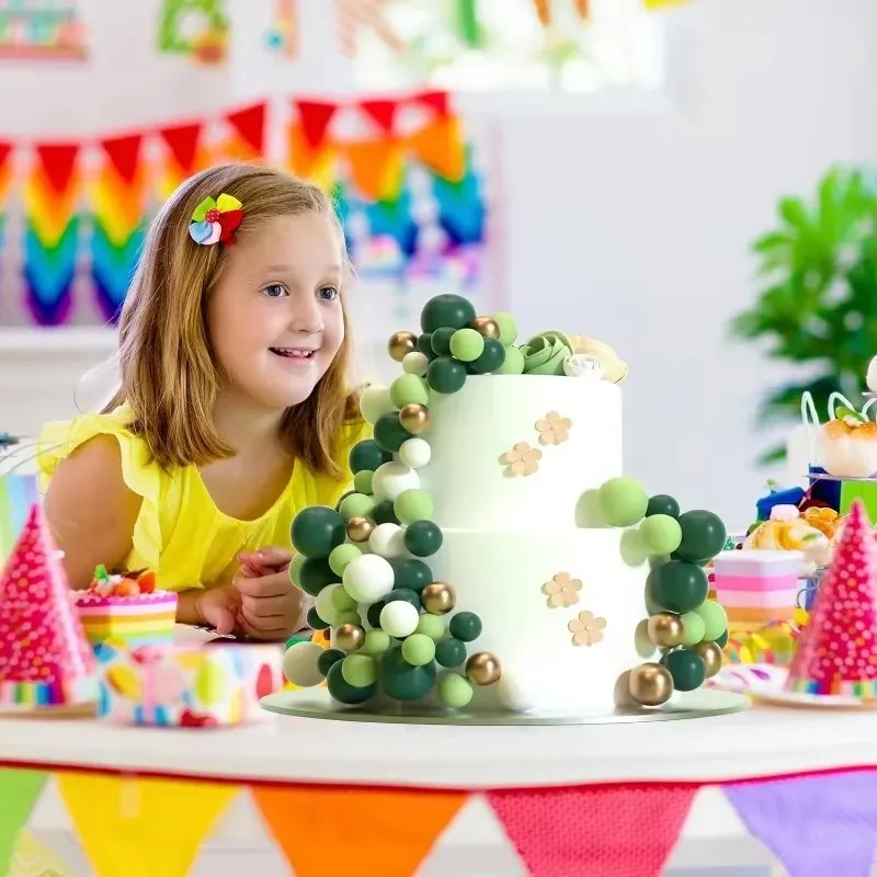 32Pcs Ball Cake Toppers Mini Balloon Cake Topper Sticks Cupcake Foam Ball Kids Jungle Birthday Party Cake Decoration Baby Shower