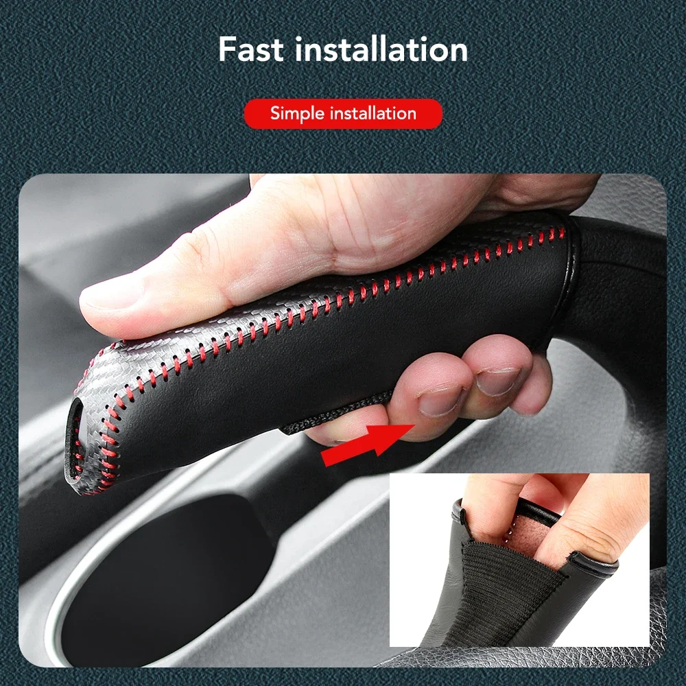 2 Stücke Auto PU Leder Schaltknauf Handbremse Abdeckung für Ford EcoSport Escape Fusion C-Max Energi Wagon Fiesta Focus Transit Van – Detail 9