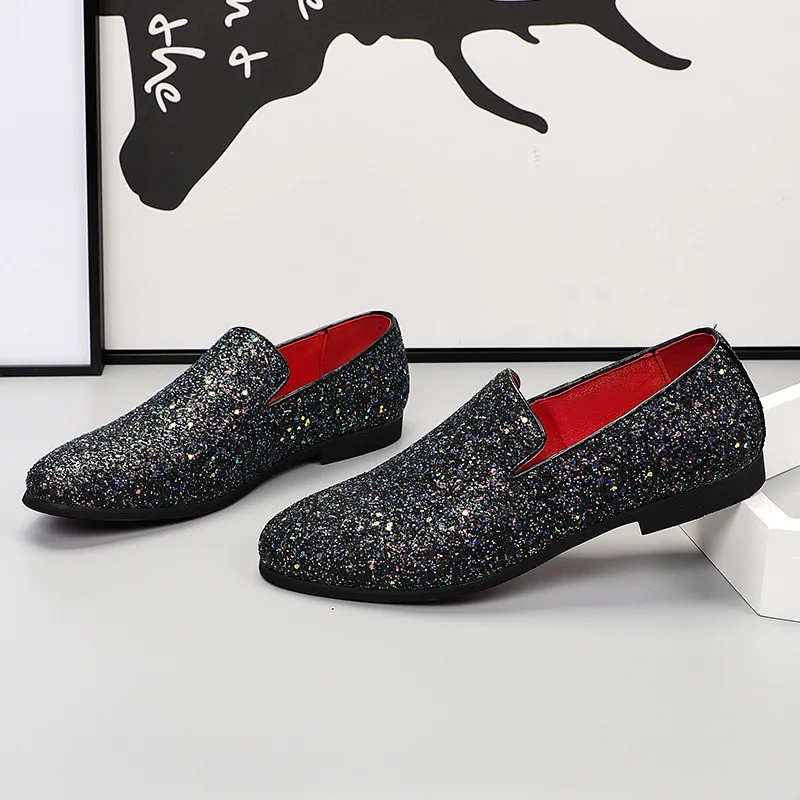 Men's Casual Shoes Mens Comfortable Driving Loafers Light Moccasins Men Fashion Sequins Bling Party Wedding Flats EU Sizes 38-48 4
