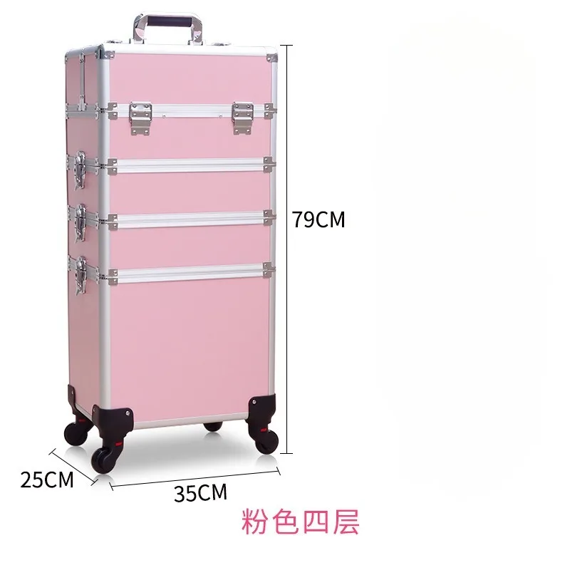 New Women Trolley Cosmetic Bags on Wheel,Nails Makeup Toolbox,Detachable Foldable Beauty Suitcase Travel Bag Vs Rolling Luggage