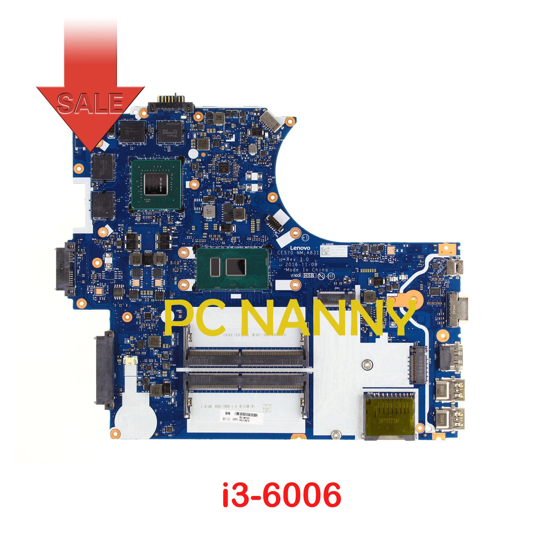

PCNANNY for Lenovo Thinkpad E570 laptop Mainboard CE570 NM-A831 i3-6006