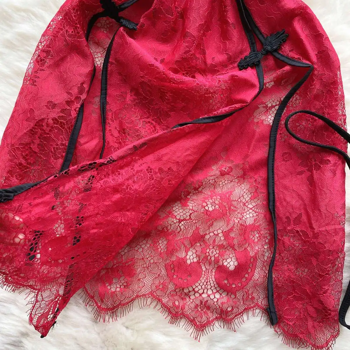 Sexy Halter Neck Lady's Mini Dress Hollow Out Sexy Lace Dress Hot Slit Bodycon Sleep Dress Women's Erotic Lingerie Pajama Dress