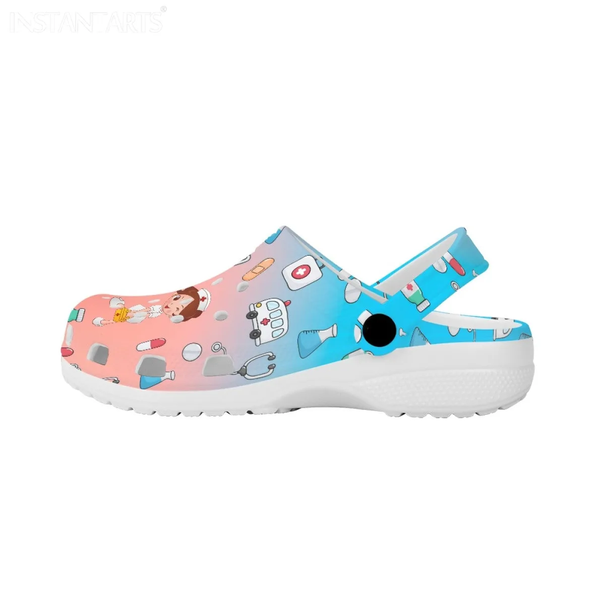 Hospital Work Nursing Shoes Women's Casual Clogs Gradient Color Cartoon Nure Medical Print Female Slippers Sandals