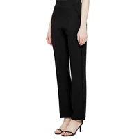 2025 Casual Elastic Waist Slim Straight Trousers Women Stretchy Slimming Black Office Daily Trousers  - Image 3