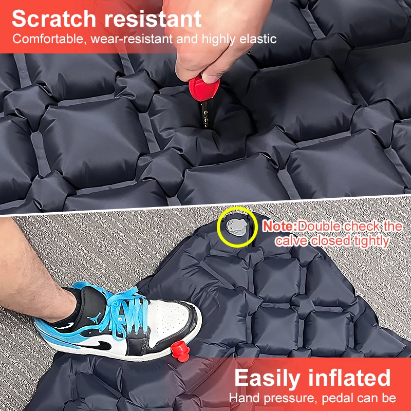 PACOONE Outdoor Camping Inflatable Mattress with Pillows Ultralight Air Mat Built-in Inflator Pump Travel Hiking