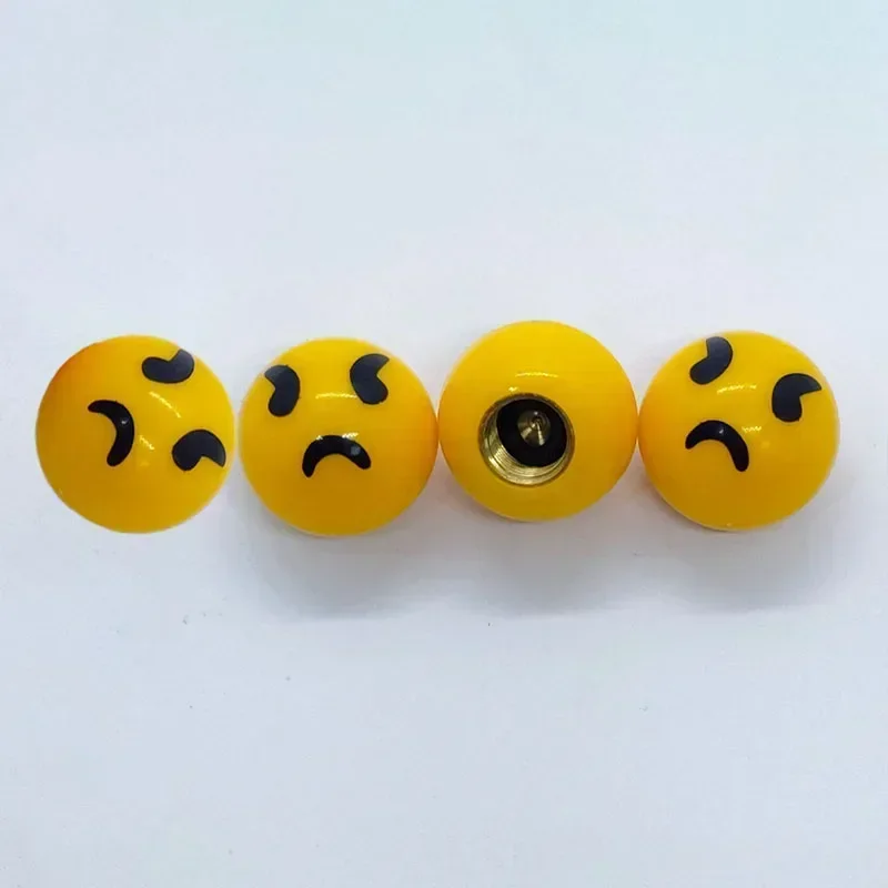 Aluminum Smiley Face Tire Valve Stem Caps - Set of 4