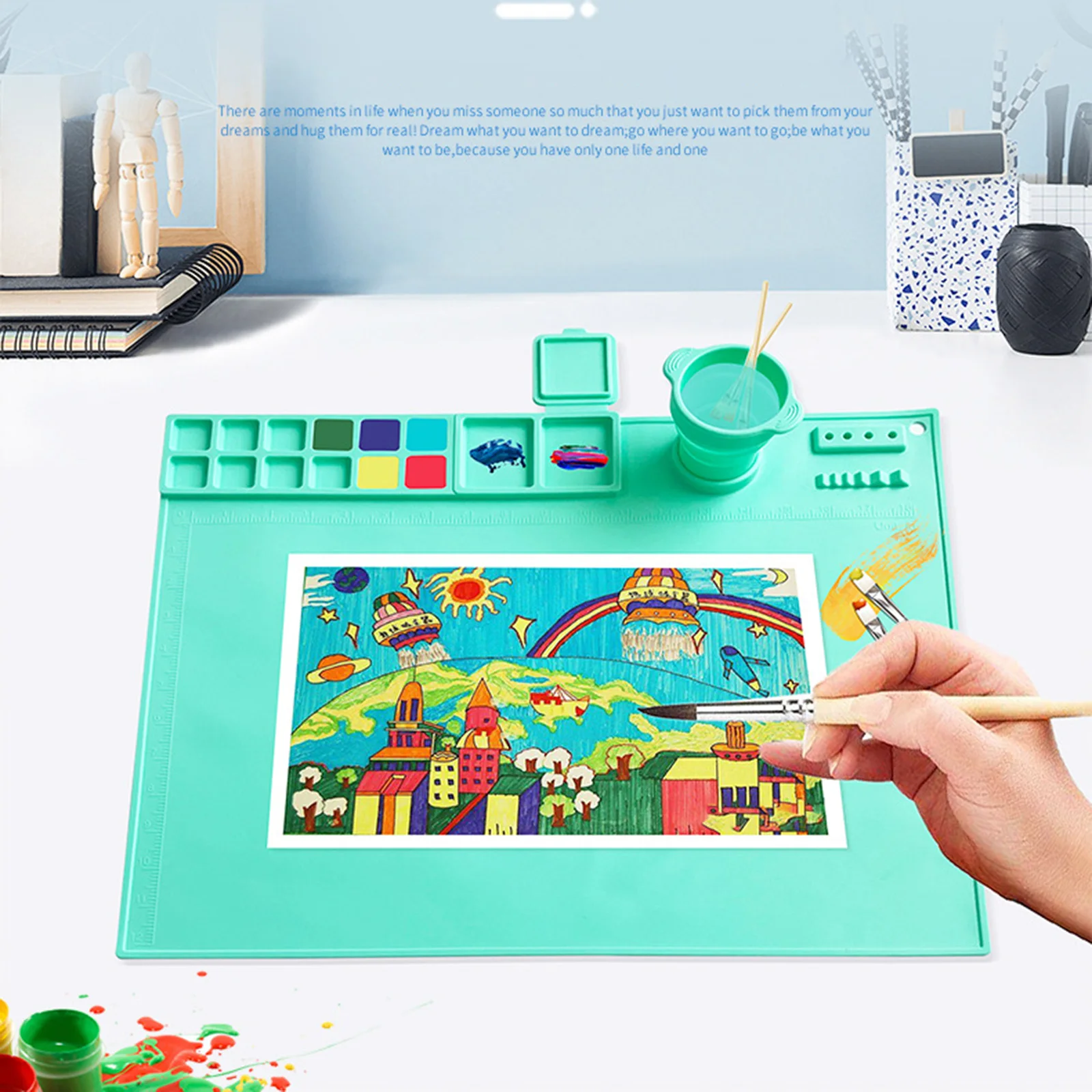 Silicone Craft Mat Multipurpose Silicone Art Mat Counter Table Protector for Kids Painting DIY Clay Project Art Supplies