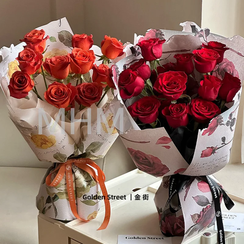 

35x47 см Роза узор цветок букет оберточная бумага DIY Бумага для рукоделия подарки упаковка для День святого Валентина украшения вечерние поставки