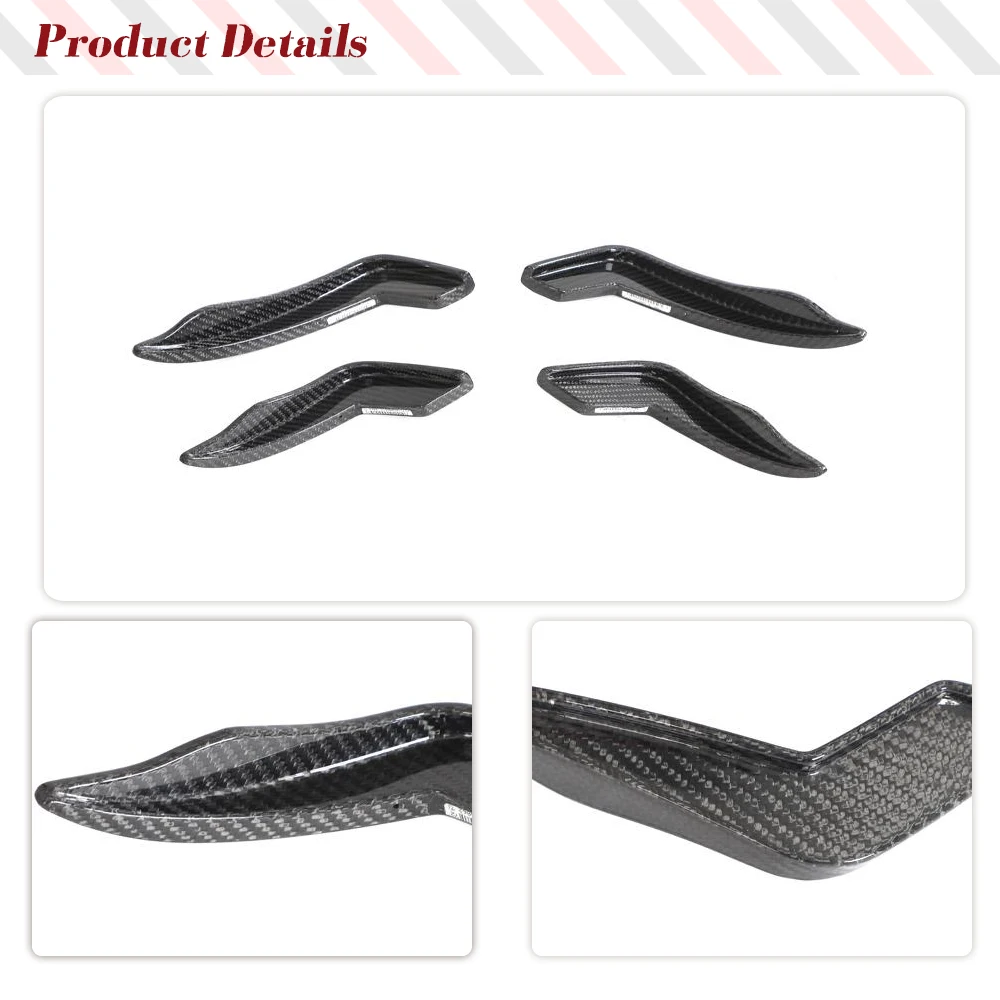 Car Front Body Kits Splitters Canards for Audi A5 S5 Sline RS5 B9 2018-2020 RealCarbon Fiber Front Canards Fins Splitters