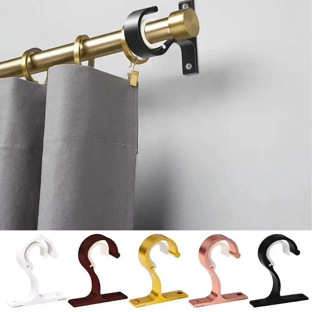 Window Curtain Drapery Rod Holders Bracket DIY Rome Pole Curtain Brackets Aluminium Alloy Support Rack Shelf Decor